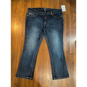 Rhythm In Blues Womens Stretch Jeans 24 Plus Modern Embroidered Dk Wash Straight